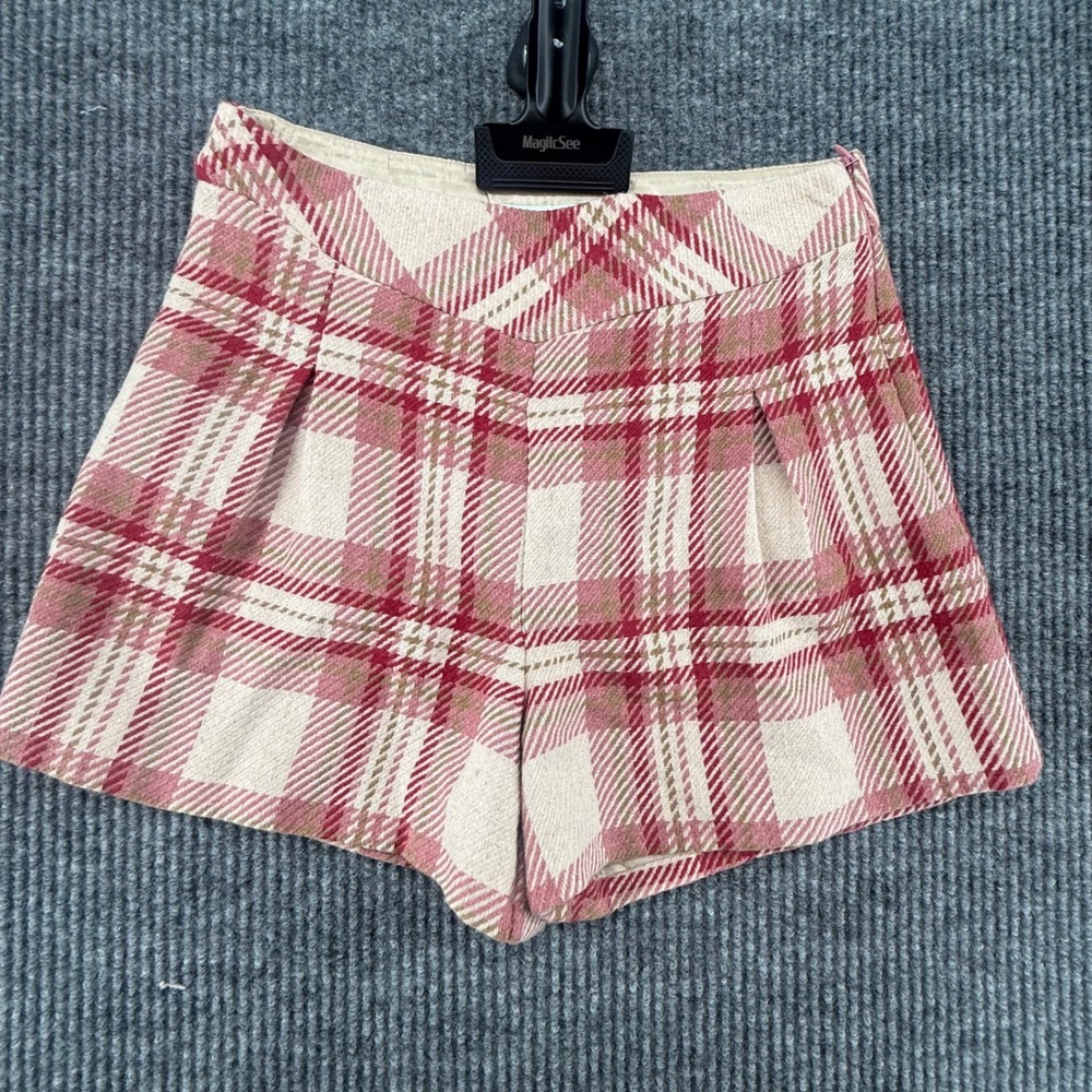 Abel & Lula Plaid Shorts Kids Size 14 Pink Excellent Herringbone Pleated Skort